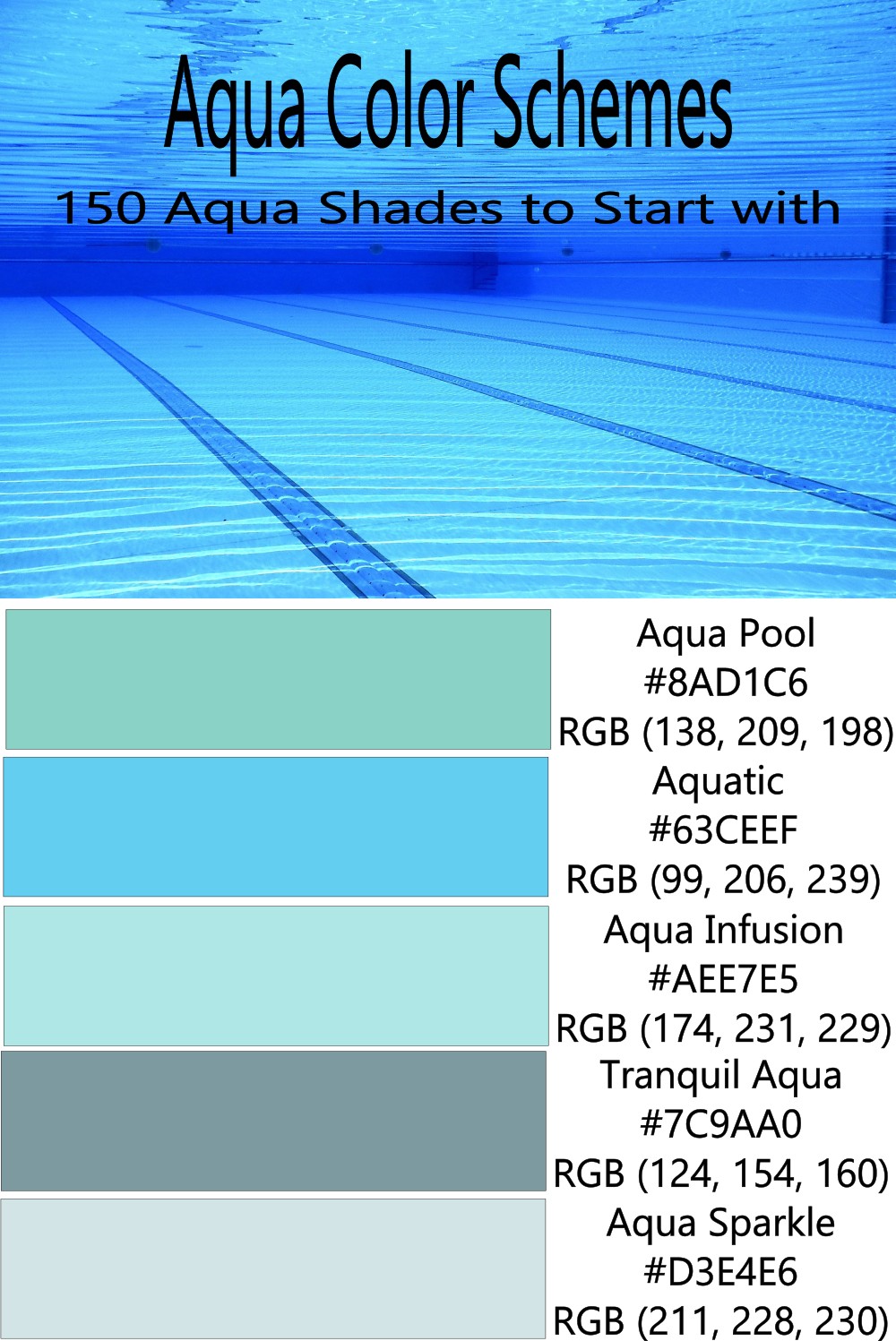 Aqua Color - 150 Shades with Names, Hex Codes, and Examples - Drawing Blog